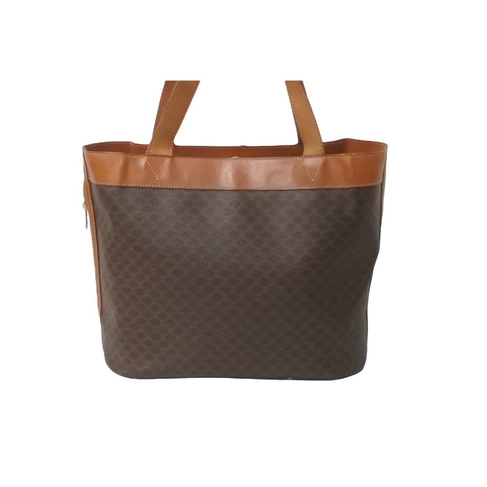Celine Brown Leather Pattern Bag Macadam Tote - image 3